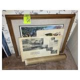 A FRAMED AND MATTED DUCK PRINT AND STAMP AND ADDIT