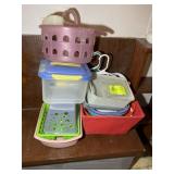 GROUP OF SMALL TOTES AND STORAGE CONTAINERS