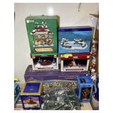 GROUP OF CHRISTMAS VILLAGE SKATING POND SANTA