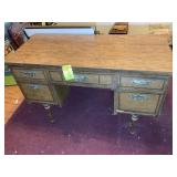 VINTAGE 5 DRAWER OFFICE DESK; NO CONTENTS TO BE RE