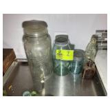 GROUP OF VINTAGE BALL CANNING JARS AND BOTTLES