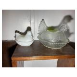 3 TIER BOOKSHELF WITH HENS ON NEST APPROX. 37IN TA