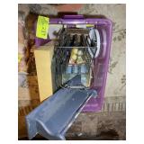TOTE WITH DECORATIVE ITEMS, WALL SHELF BASKET ETC.