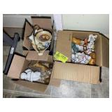 THREE BOXES OF DECORATIVE ITEMS INCLUDING CERAMIC