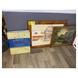 A FRAMED PRINT NATIVE AMERICAN THEMED NAVAHO WEAVE