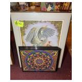 GROUP OF FRAMED COLORED BLACK LIGHT ENHANCED ARTWO