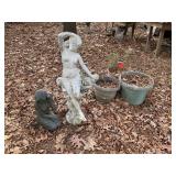 PAIR OF CONCRETE STATUES 22 AND 43 INCHES TALL