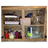 CONTENTS OF CABINET, DECORATIVE VASES, ETC
