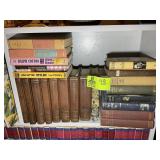 UPPER RIGHT CORNER SHELF; GROUP OF MISC. BOOKS VAR