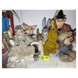 GROUP OF RABBIT AND PIG DOLLS