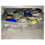 LARGE TOTE WITH ASSORTED, CHRISTMAS VILLAGE, FIGUR