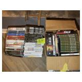 2 BOXES OF DVDS VARIOUS TITLES AND AUTHORS; THE BI