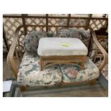 BAMBOO STYLE LOVE SEAT WITH OTTOMAN, APPROX 60 IN