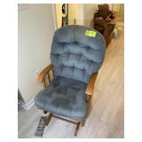 WOODEN FRAME GLIDER ROCKER WITH UPHOLSTERED SEAT A