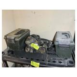 GROUP OF HUNTING SUPPLIES MACHETE AMMO BOXES AMMO