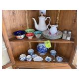 TWO SHELVES OF CORNER CABINET INCLUDING THE PIONEE