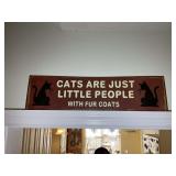 GROUP OF DECORATIVE ITEMS ON WALL CATS ARE JUST LI