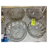 GROUP OF DECORATIVE GLASS PUNCH BOWLS OR CENTER PI