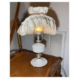OIL LAMP STYLE ELECTRIFIED LAMP, 19 INCHES TALL