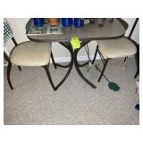 METAL FRAMED TWO-PERSON TABLE AND CHAIRS APPROXIMA