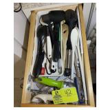 CONTENTS OF TWO DRAWERS TO LEFT OF STOVE KITCHEN U