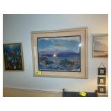 GROUP OF COASTAL THEMED FRAMED PRINTS AND WALL ART
