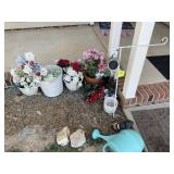 GROUP OF FLOWER POTS YARD SIGN HOLDER AND WATERING