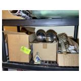 SECOND SHELF OF PLASTIC STORAGE RACK THREE BOXES O