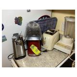 CONTENTS ON COUNTER TO LEFT OF STOVE POPCORN MAKER