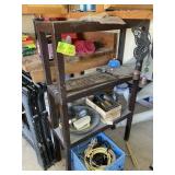 THREE TIER PLASTIC SHELF WITH CONTENTS APPROXIMATE