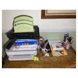 LARGE GROUP OF OFFICE SUPPLIES HP ENVY 6055 PRINTE