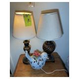 GROUP OF TABLE LAMPS 18 INCHES, BIRD LAMP 8 INCHES