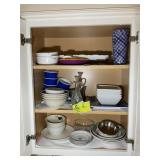 CONTENTS OF CABINET CORNING WARE DISHES, MISC PLAT