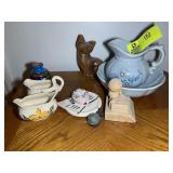 GROUP OF DECORATIVE ADAMS SMALL WASH BOWL AND PICT