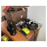 PENTAX K 1000 FILM CAMERA WITH THREE LENSES AND DI