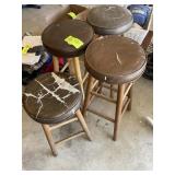 GROUP OF FOUR BAR STOOLS NEED REUPHOLSTERING ONE A