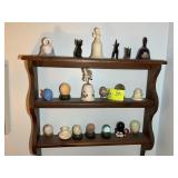 GROUP OF DECORATIVE BELLS AND EGGS, SOME GLASS SOM