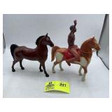 GROUP OF VINTAGE TOYS INCLUDING TWO HORSES AND IND