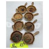 GROUP OF TAN-COLORED CAST IRON MINIATURE SKILLETS