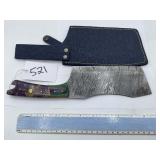 XROSSROADS CUTLERY FIX BLADE DAMASCUS STEEL CLEAVE