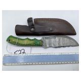 XROSSROADS CUTLERY FIX BLADE DAMASCUS STEEL KNIFE
