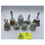 GROUP OF DECORATIVE BELLS SOME DESTINATION THEMED