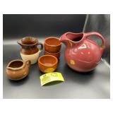 GROUP INCLUDING HALL PITCHER, THREE SMALL OVENWARE