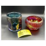 GROUP INCLUDING CARNIVAL GLASS BOWL AND VASE