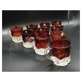 GROUP OF 10 ANTIQUE RUBY FLASH SOUVENIR MUGS GLASS
