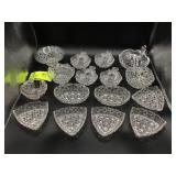 GROUP OF PRESSED AND CUT GLASS BOWLS APPETIZER DIS