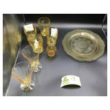 GROUP OF VINTAGE YELLOW GLASSWARE SERVING PLATTER