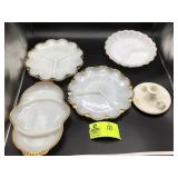 GROUP OF MILK GLASS SERVING PIECES VEGGIE TRAYS ET