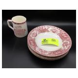 GROUP OF RED AND WHITE STAFFORDSHIRE WARE MADE IN