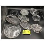 GROUP OF CLEAR GLASS SERVING PIECES PLATES BOWLS S